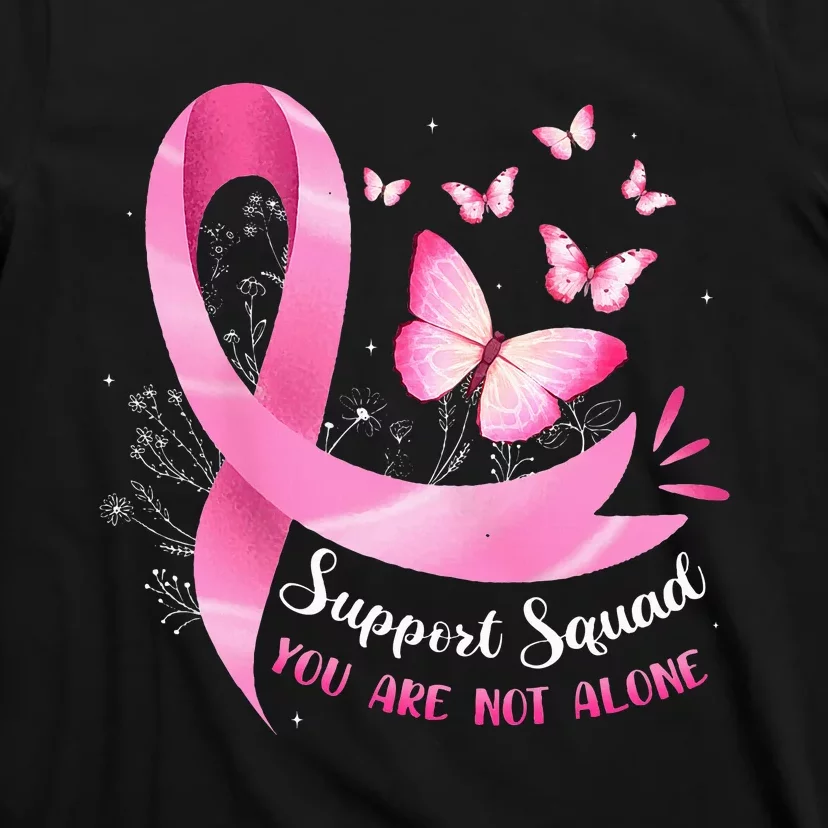 Support Squad Breast Cancer Awareness Pink Ribbon Butterfly T-Shirt