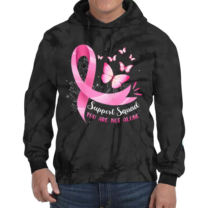 Support Squad Breast Cancer Awareness Pink Ribbon Butterfly Tie Dye Hoodie