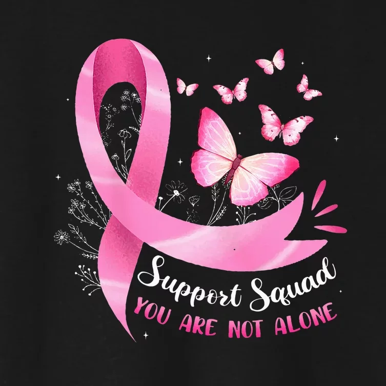 Support Squad Breast Cancer Awareness Pink Ribbon Butterfly Women's Crop Top Tee