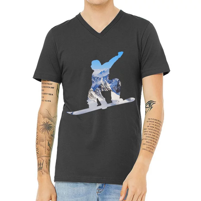 Snow Ski Boarding Sport V-Neck T-Shirt