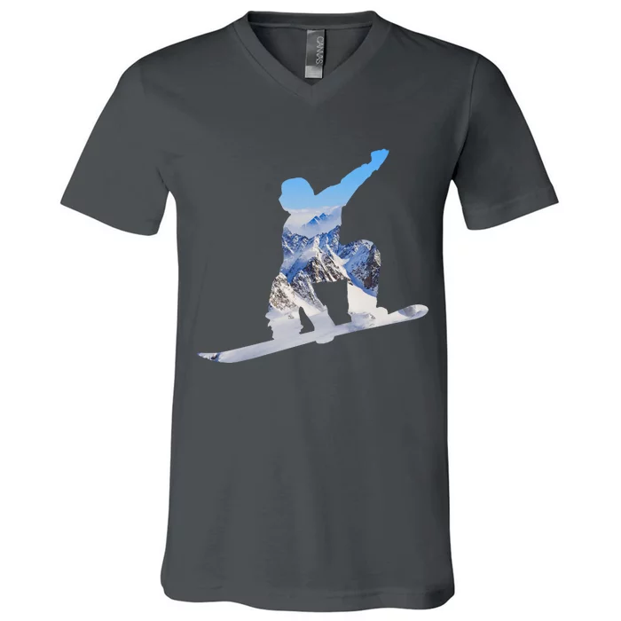 Snow Ski Boarding Sport V-Neck T-Shirt