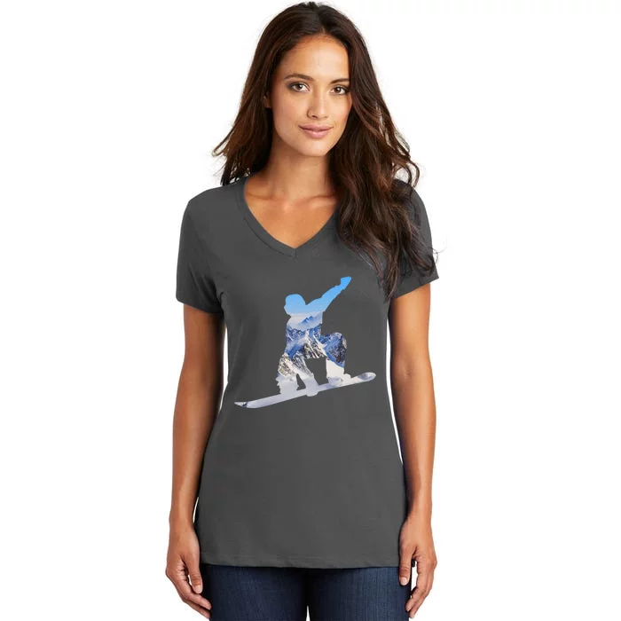 Snow Ski Boarding Sport Women's V-Neck T-Shirt