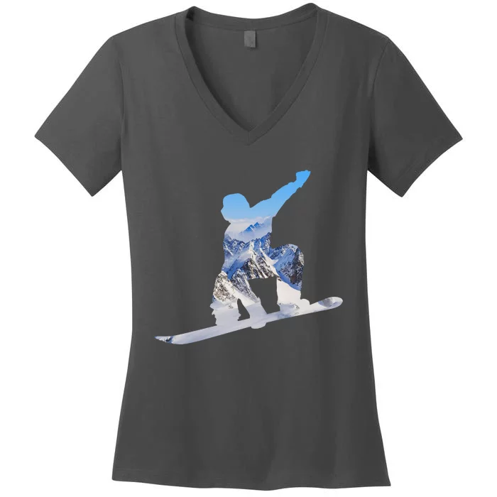 Snow Ski Boarding Sport Women's V-Neck T-Shirt