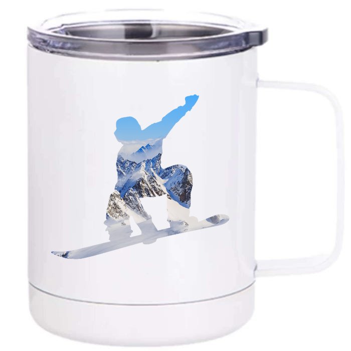 Snow Ski Boarding Sport Front & Back 12oz Stainless Steel Tumbler Cup