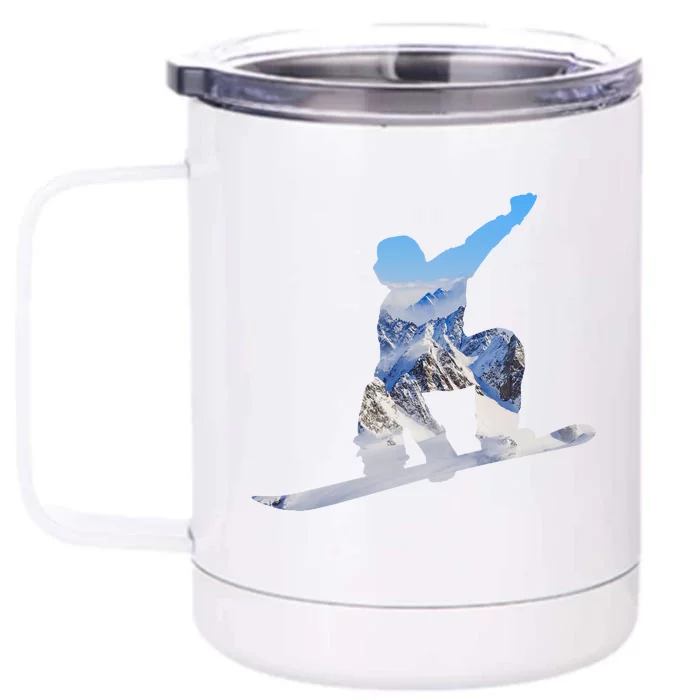 Snow Ski Boarding Sport Front & Back 12oz Stainless Steel Tumbler Cup