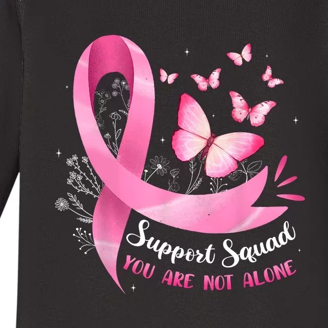 Support Squad Breast Cancer Awareness Pink Ribbon Butterfly Baby Long Sleeve Bodysuit