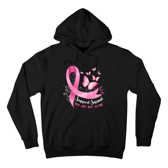 Support Squad Breast Cancer Awareness Pink Ribbon Butterfly Tall Hoodie