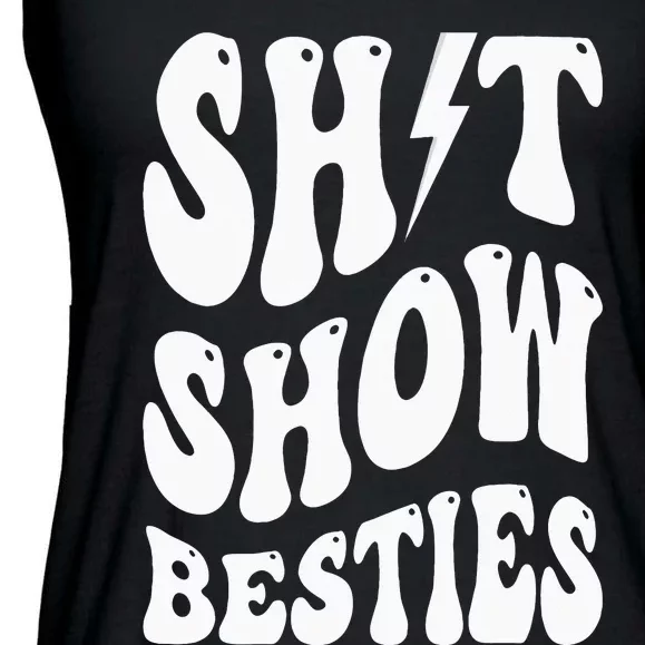 Shit Show Bestie Groovy Funny Ladies Essential Flowy Tank