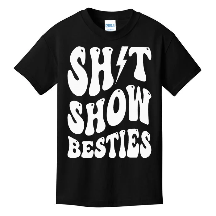 Shit Show Bestie Groovy Funny Kids T-Shirt