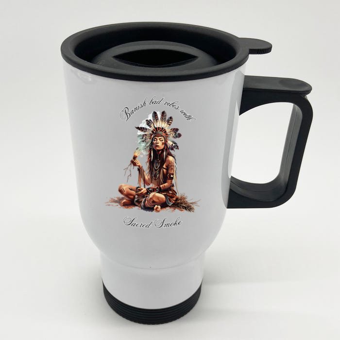 Sacred Smoke Banish Bad Vibes Front & Back Stainless Steel Travel Mug