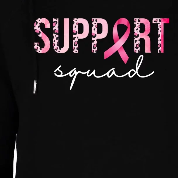 Support Squad Breast Cancer Leopard Ribbon Womens Funnel Neck Pullover Hood