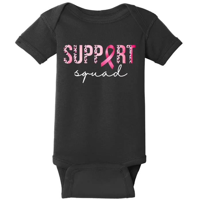 Support Squad Breast Cancer Leopard Ribbon Baby Bodysuit