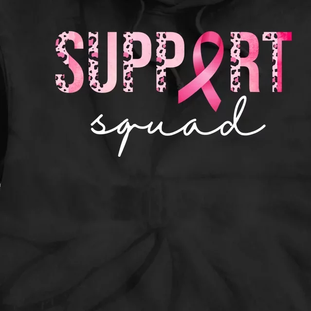 Support Squad Breast Cancer Leopard Ribbon Tie Dye Hoodie