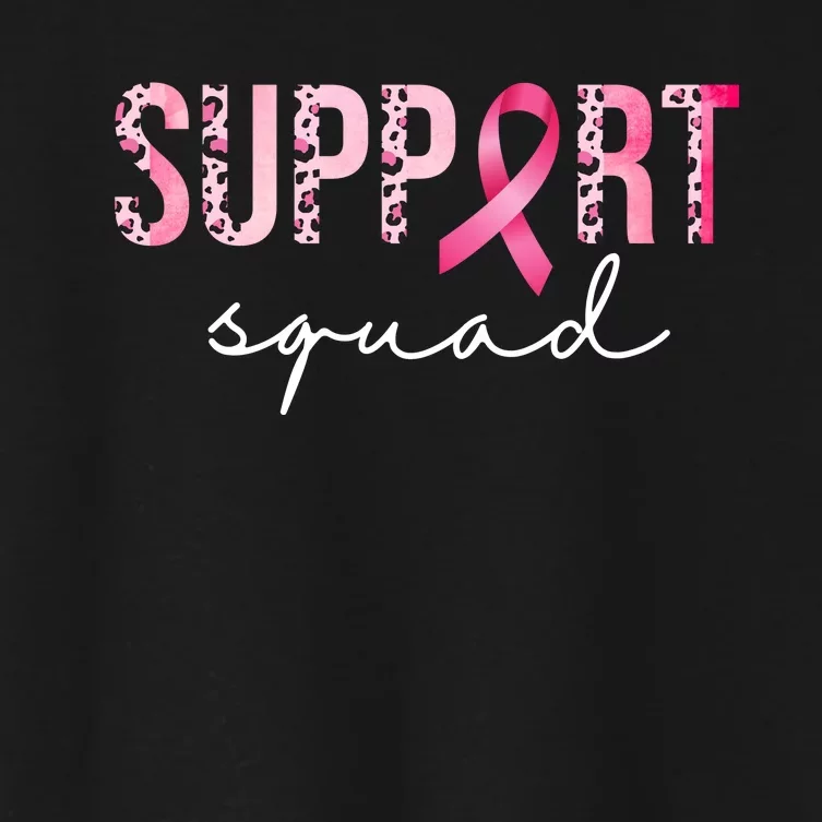 Support Squad Breast Cancer Leopard Ribbon Women's Crop Top Tee