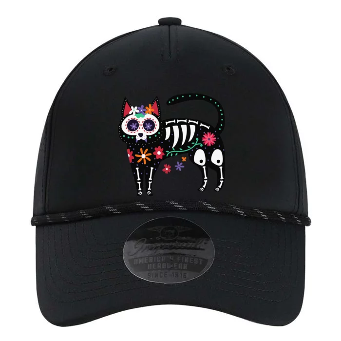 Sugar Skull Black Cat Day Of Dead Cute Mexican Skeleton Performance The Dyno Cap