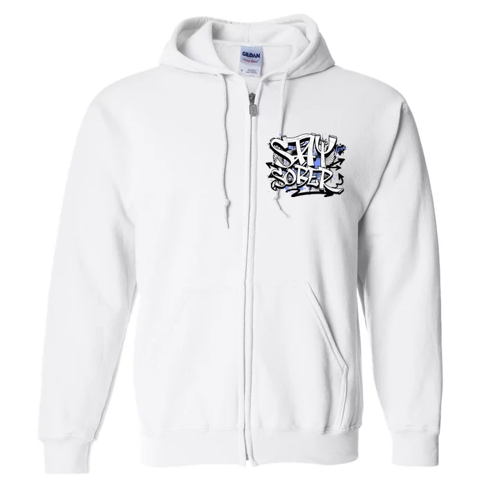 Stay Sober Blue Resolve Full Zip Hoodie