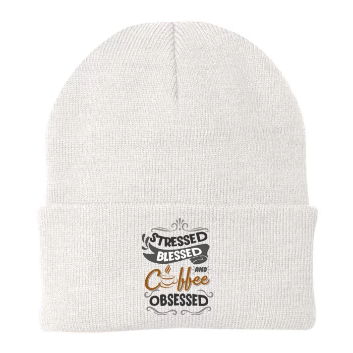 Sarcastic Stressed Blessed And Coffee Obsessed And Wo Knit Cap Winter Beanie