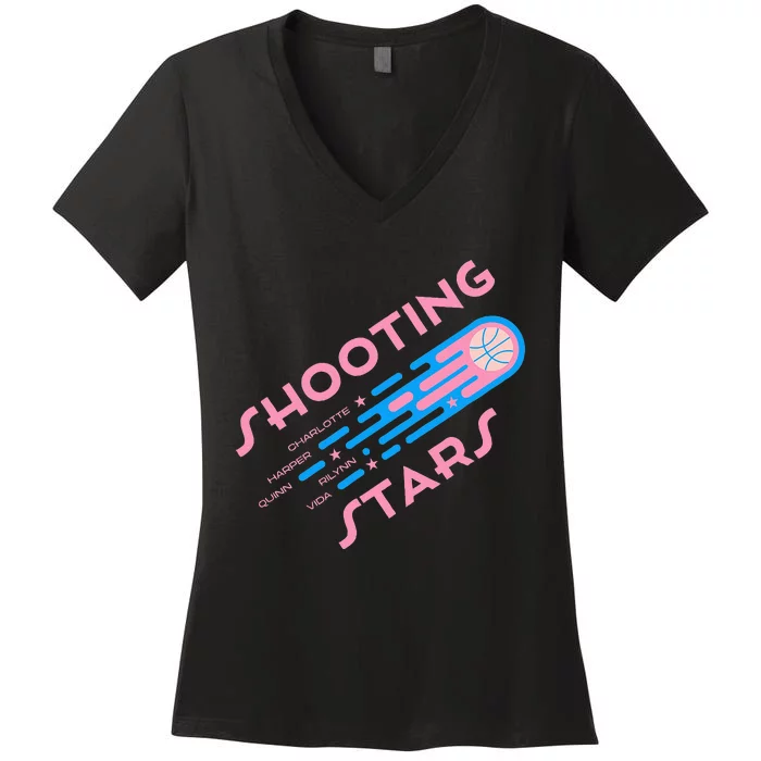 Shooting Stars Basketball Women's V-Neck T-Shirt