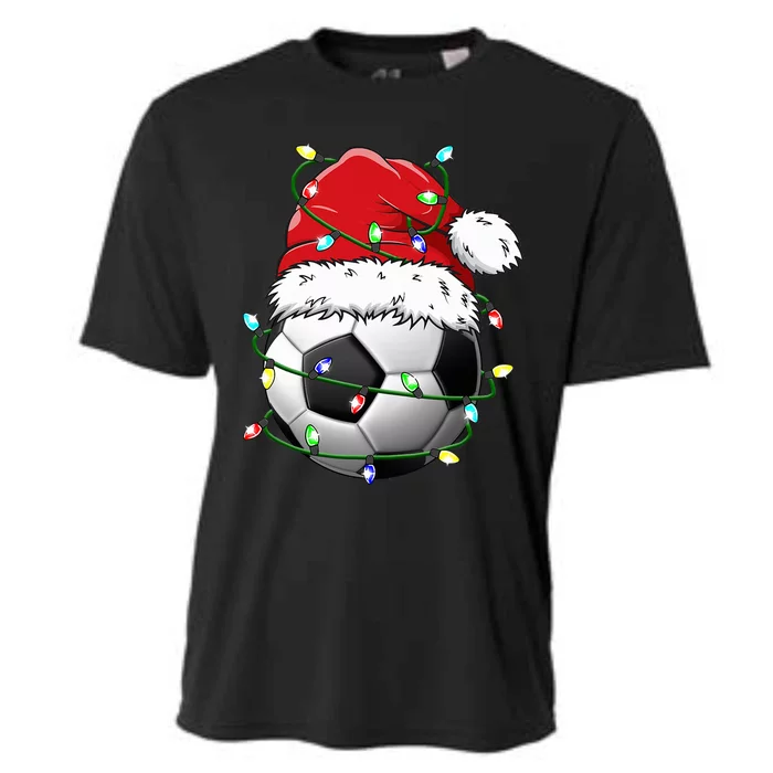 Santa Soccer Ball Sports Design Christmas Soccer Player Cooling Performance Crew T-Shirt