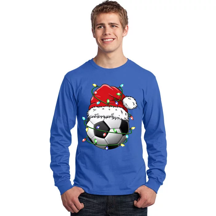 Santa Soccer Ball Sports Design Christmas Soccer Player Tall Long Sleeve T-Shirt