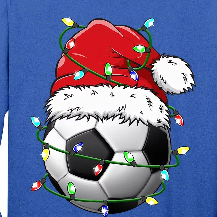 Santa Soccer Ball Sports Design Christmas Soccer Player Tall Long Sleeve T-Shirt