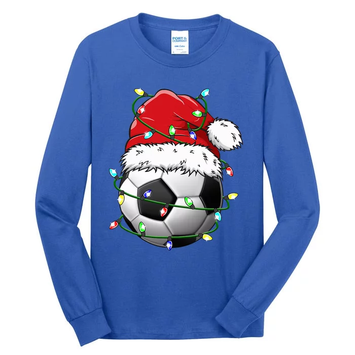 Santa Soccer Ball Sports Design Christmas Soccer Player Tall Long Sleeve T-Shirt