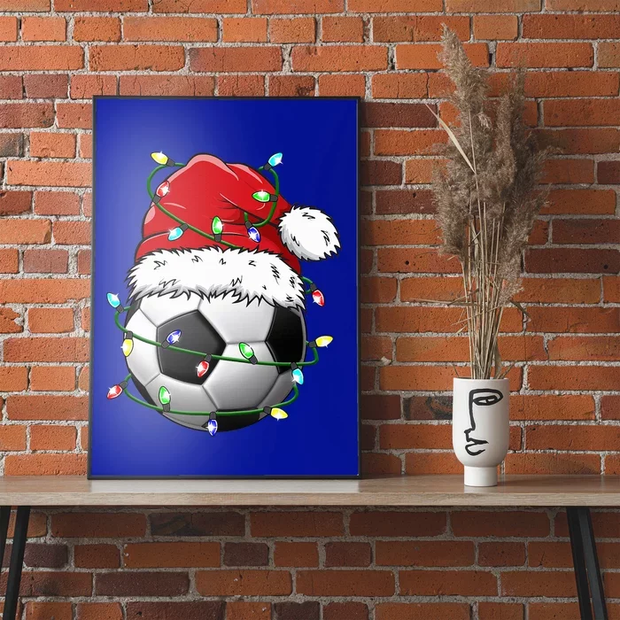 Santa Soccer Ball Sports Design Christmas Soccer Player Poster