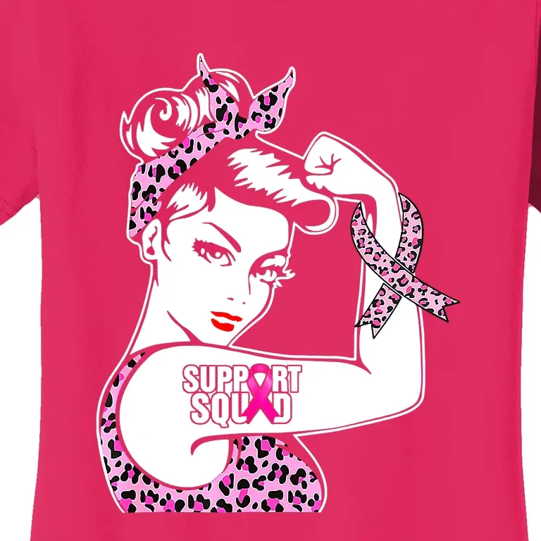 Support Squad Breast Cancer Warrior Pink Ribbon Leopard Women's T-Shirt