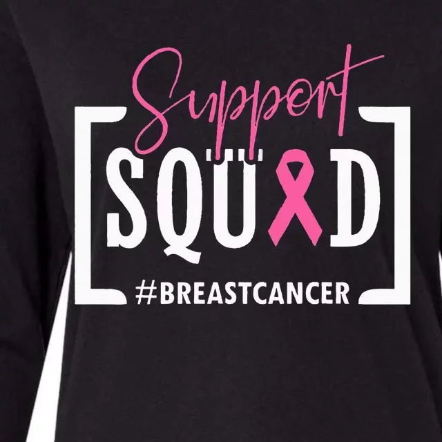 Support Squad Breast Cancer Awareness Warrior Pink Ribbon Womens Cotton Relaxed Long Sleeve T-Shirt