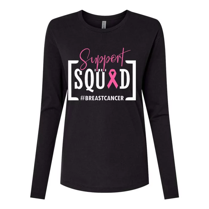 Support Squad Breast Cancer Awareness Warrior Pink Ribbon Womens Cotton Relaxed Long Sleeve T-Shirt