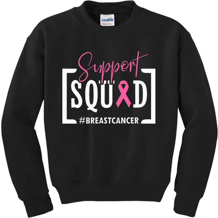 Support Squad Breast Cancer Awareness Warrior Pink Ribbon Kids Sweatshirt