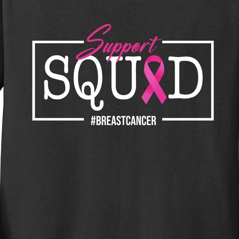 Support Squad Breast Cancer Kids Long Sleeve Shirt