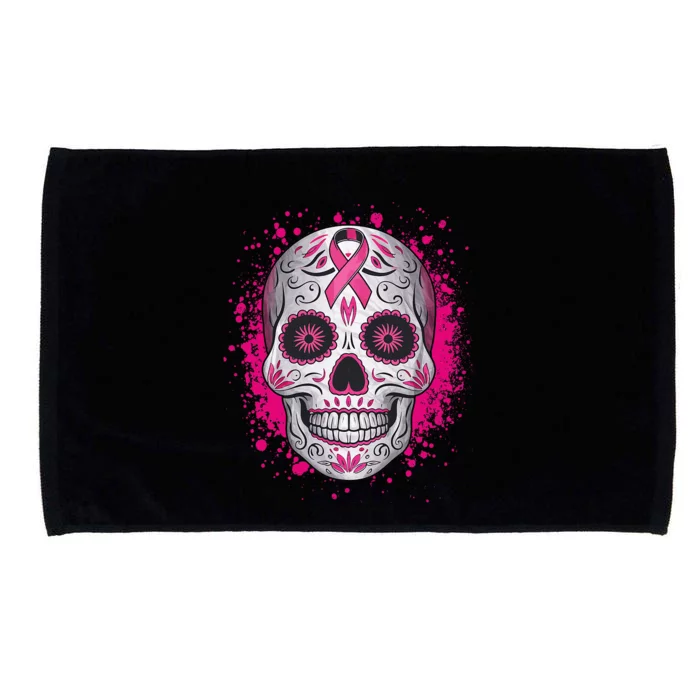 Sugar Skull Breast Cancer Shirts Awareness 2024 Microfiber Hand Towel