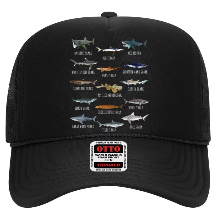 Shark Species Biology Different Types Of Sharks High Crown Mesh Trucker Hat