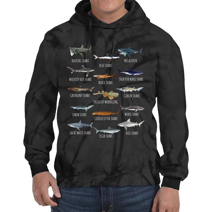 Shark Species Biology Different Types Of Sharks Tie Dye Hoodie