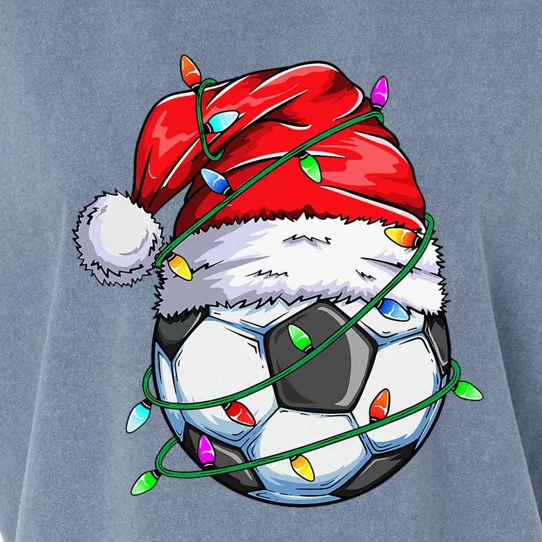 Santa Soccer Ball Sports Design Christmas Soccer Player Garment-Dyed Women's Muscle Tee