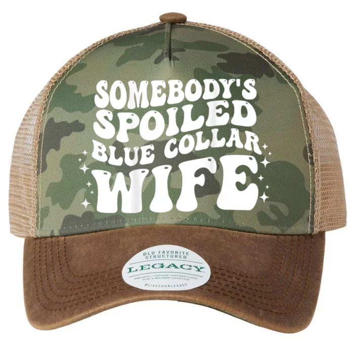 Somebodys Spoiled Blue Collar Wife Groovy Mothers Day Legacy Tie Dye Trucker Hat