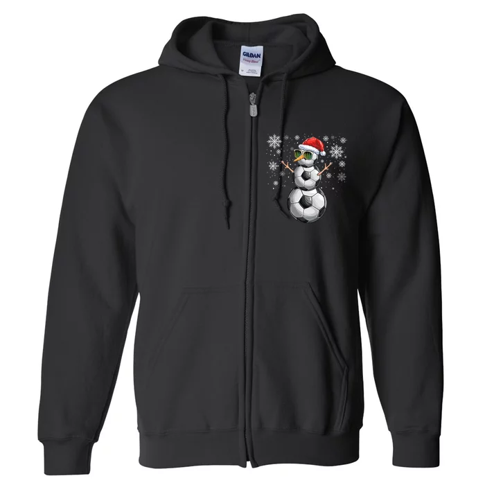 Snowman Soccer Ball Christmas Santa Xmas Holiday Full Zip Hoodie