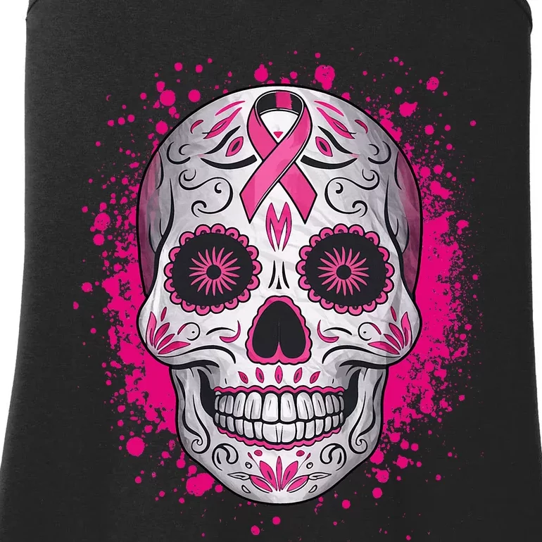 Sugar Skull Breast Cancer Awareness 2024 Ladies Essential Tank