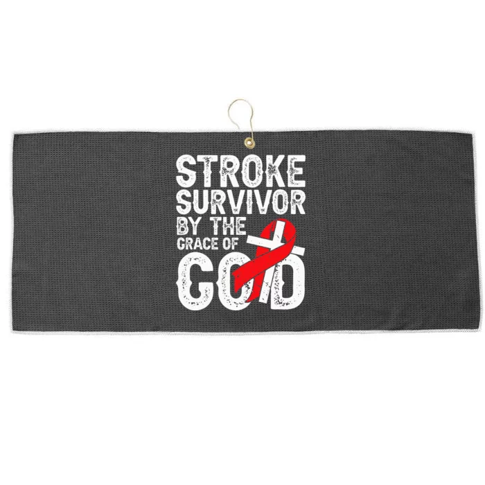 Stroke Survivor By The Grace Of God Stroke Survivor Large Microfiber Waffle Golf Towel