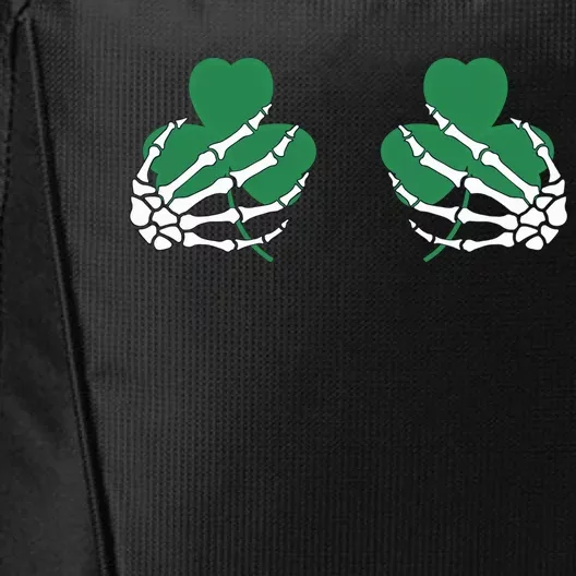 Shamrock Skeleton Boob Hand St Patricks Day City Backpack