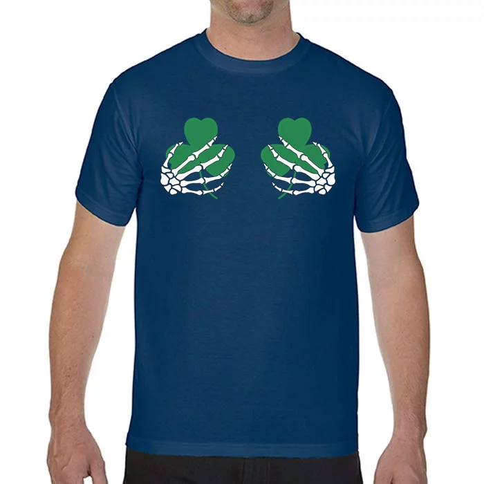 Shamrock Skeleton Boob Hand St Patricks Day Comfort Colors T-Shirt