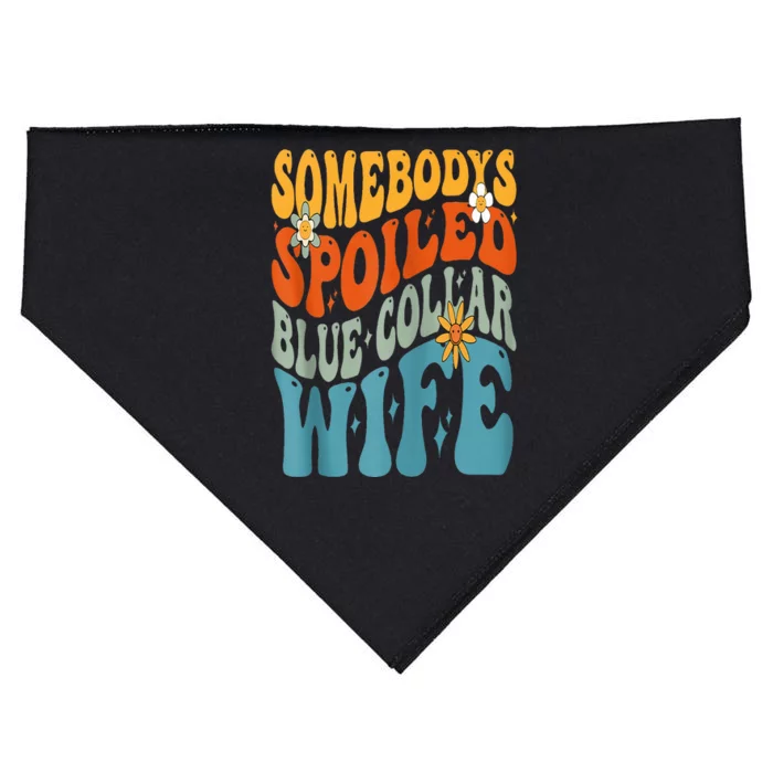 Somebodys Spoiled Blue Collar Wife Groovy USA-Made Doggie Bandana