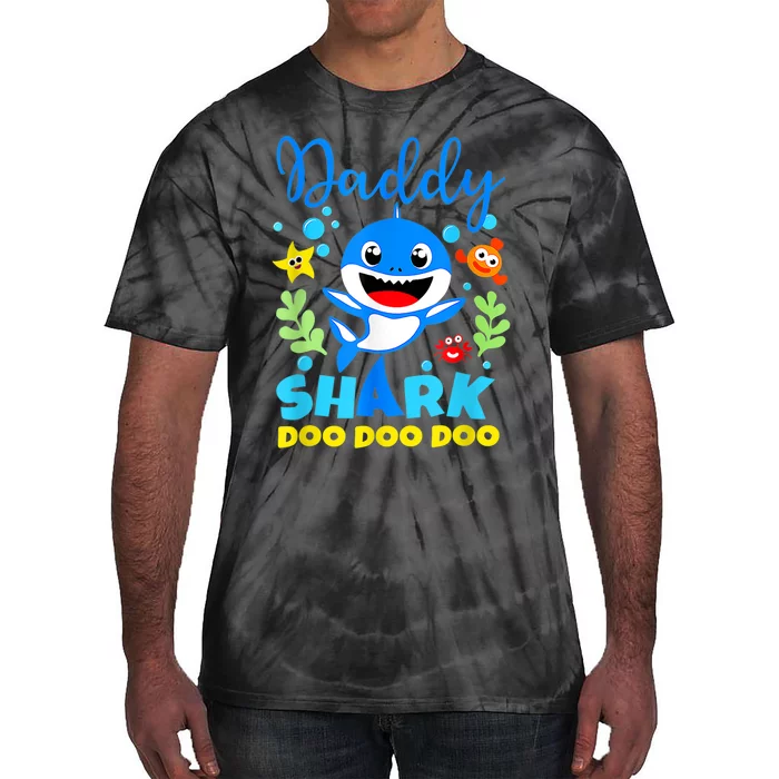 Shark Shirt Birthday  Dad  Daddy Birthday Kid Family Tie-Dye T-Shirt