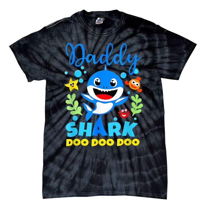 Shark Shirt Birthday  Dad  Daddy Birthday Kid Family Tie-Dye T-Shirt