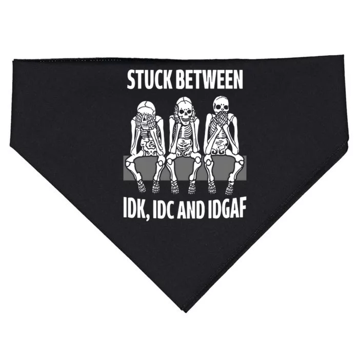 Skeleton Stuck Between Idk Icd And Idgaf USA-Made Doggie Bandana