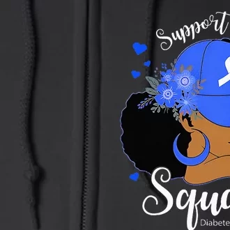 Support Squad Black Blue Diabetes Awareness Full Zip Hoodie