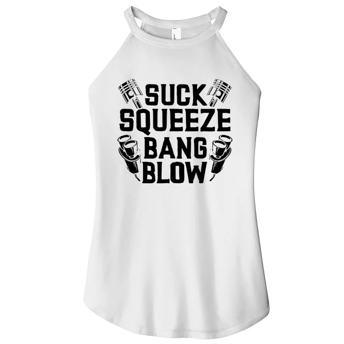 Suck Squeeze Bang Blow Funny Mechanic Women’s Perfect Tri Rocker Tank