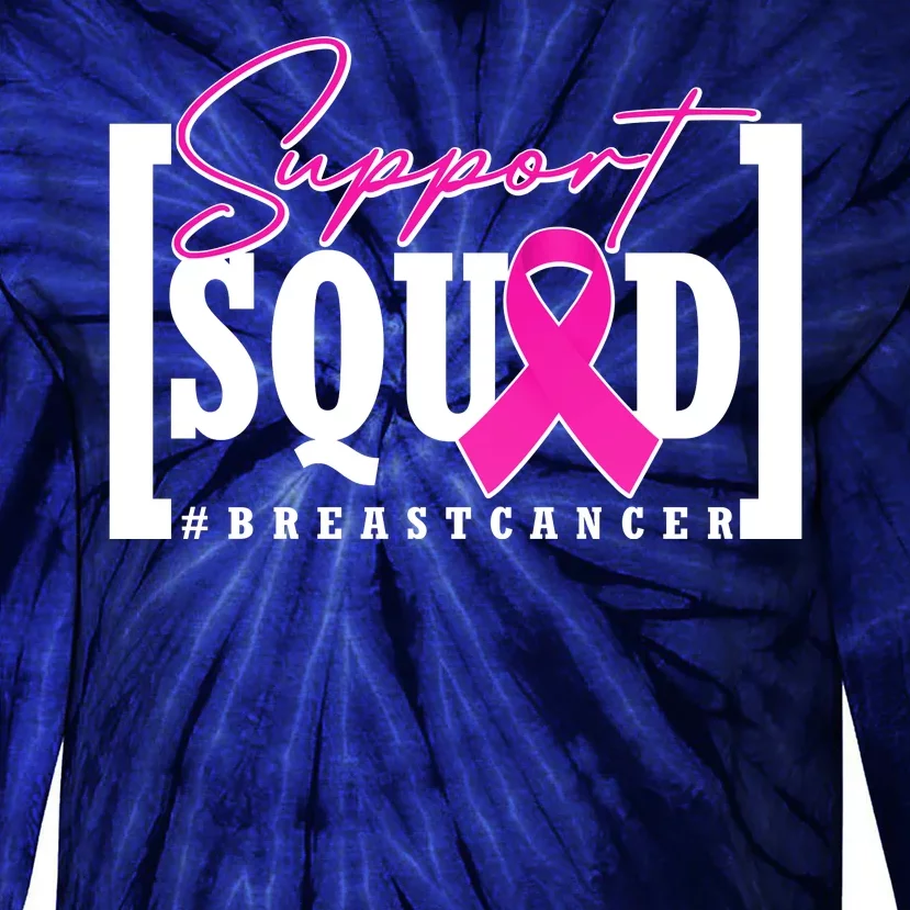 Support Squad #Breast Cancer Awareness Warrior Tie-Dye Long Sleeve Shirt