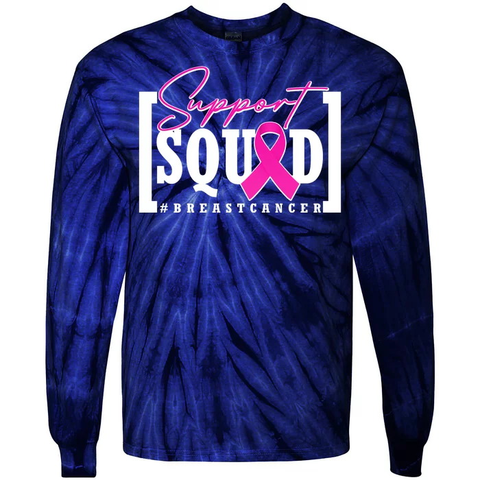 Support Squad #Breast Cancer Awareness Warrior Tie-Dye Long Sleeve Shirt